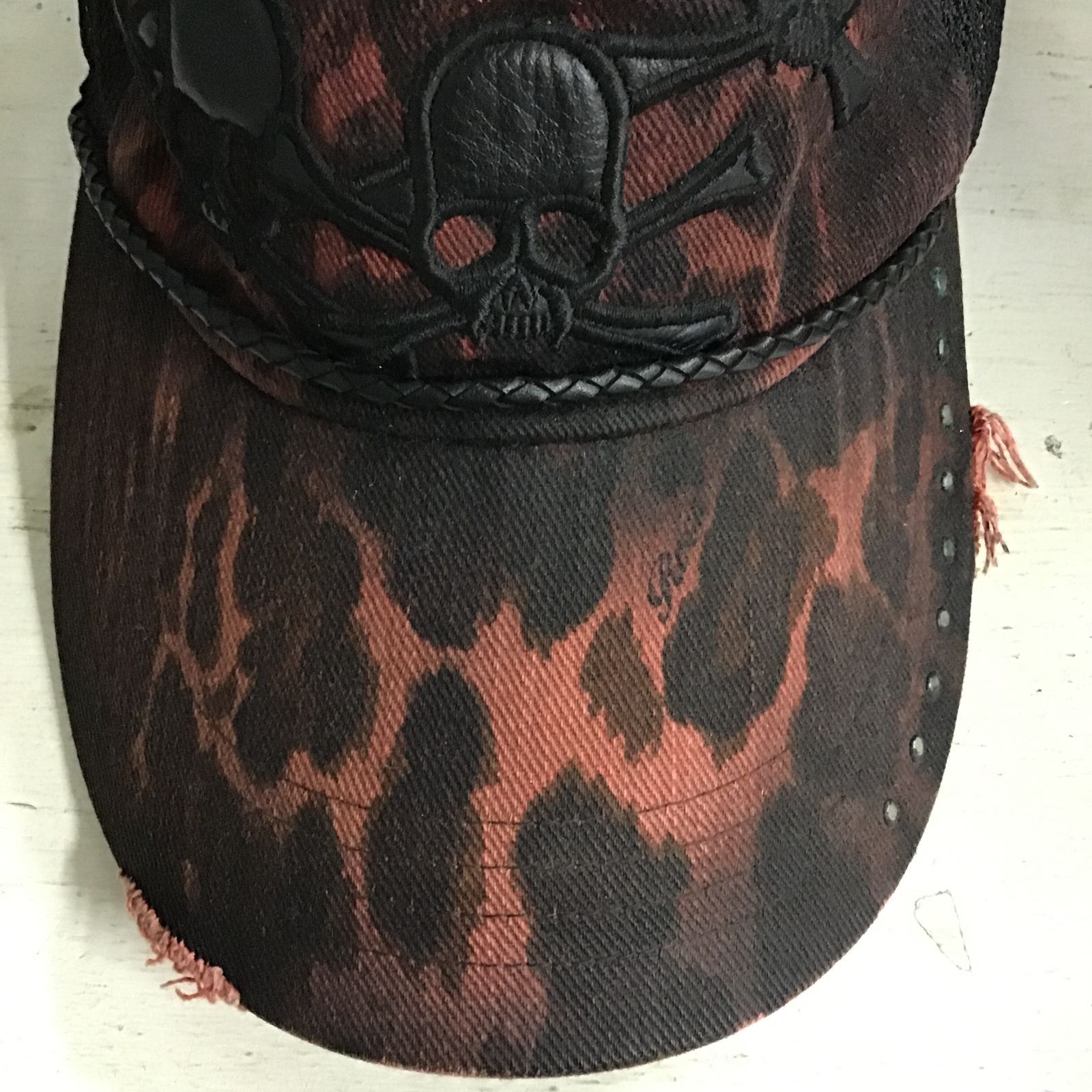 八戸791-3-20251117】Roen ロエン スカル メッシュキャップ レッド系