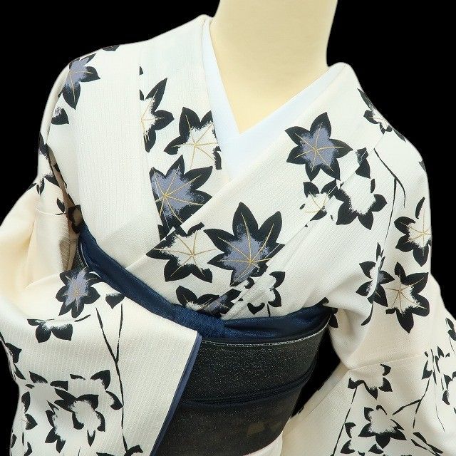 六花-RIKKA- 新品 楓 モノトーン 着物 正絹 仕付け糸付 トールサイズ