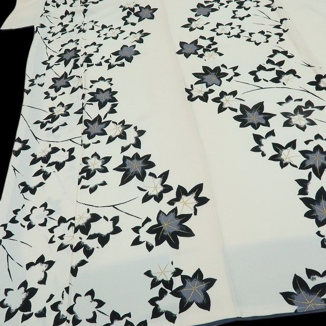 六花 RIKKA 楓 モノトーン 着物 正絹 仕付け糸付 トールサイズ 小紋 A 3044