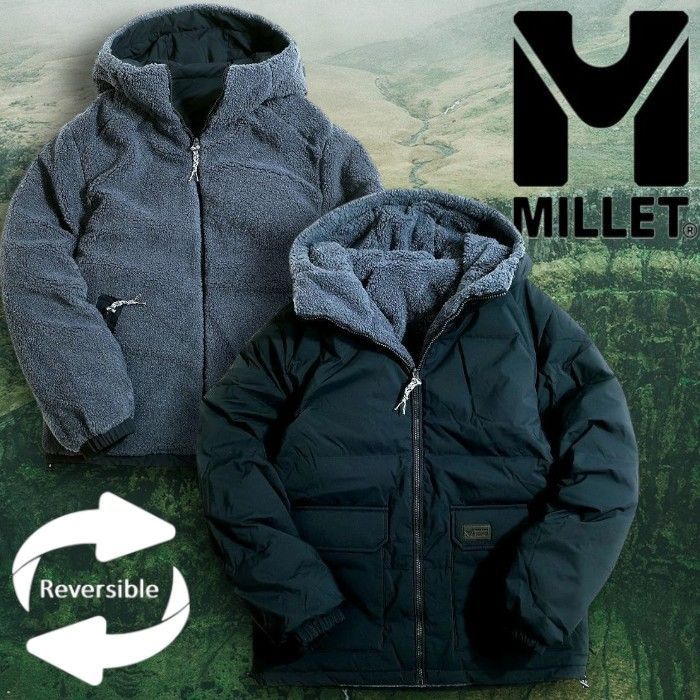 MILLET ミレー DOZEN GOOSE DOWN 80 20 裏ボアフリース リバーシブル フーデッド ダウンジャケット ダウンブルゾン 定価3 8万 ネイビー 95 080 50219 k 07