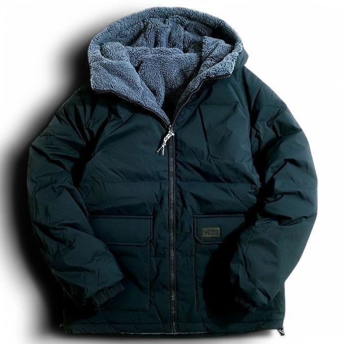 MILLET ミレー DOZEN GOOSE DOWN 80 20 裏ボアフリース リバーシブル フーデッド ダウンジャケット ダウンブルゾン 定価3.8万 ネイビー 95 080 50219 k 07
