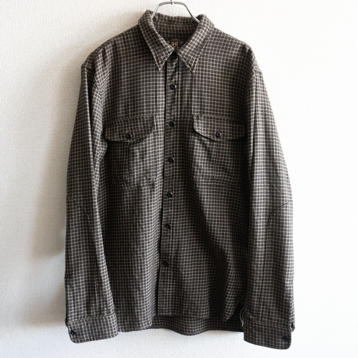 RRLダブルアールエル　ウールチェックシャツ　エルボーパッチ　L RRL Ralph Lauren（ダブルアールエル） RRL エルボーパッチ ウール