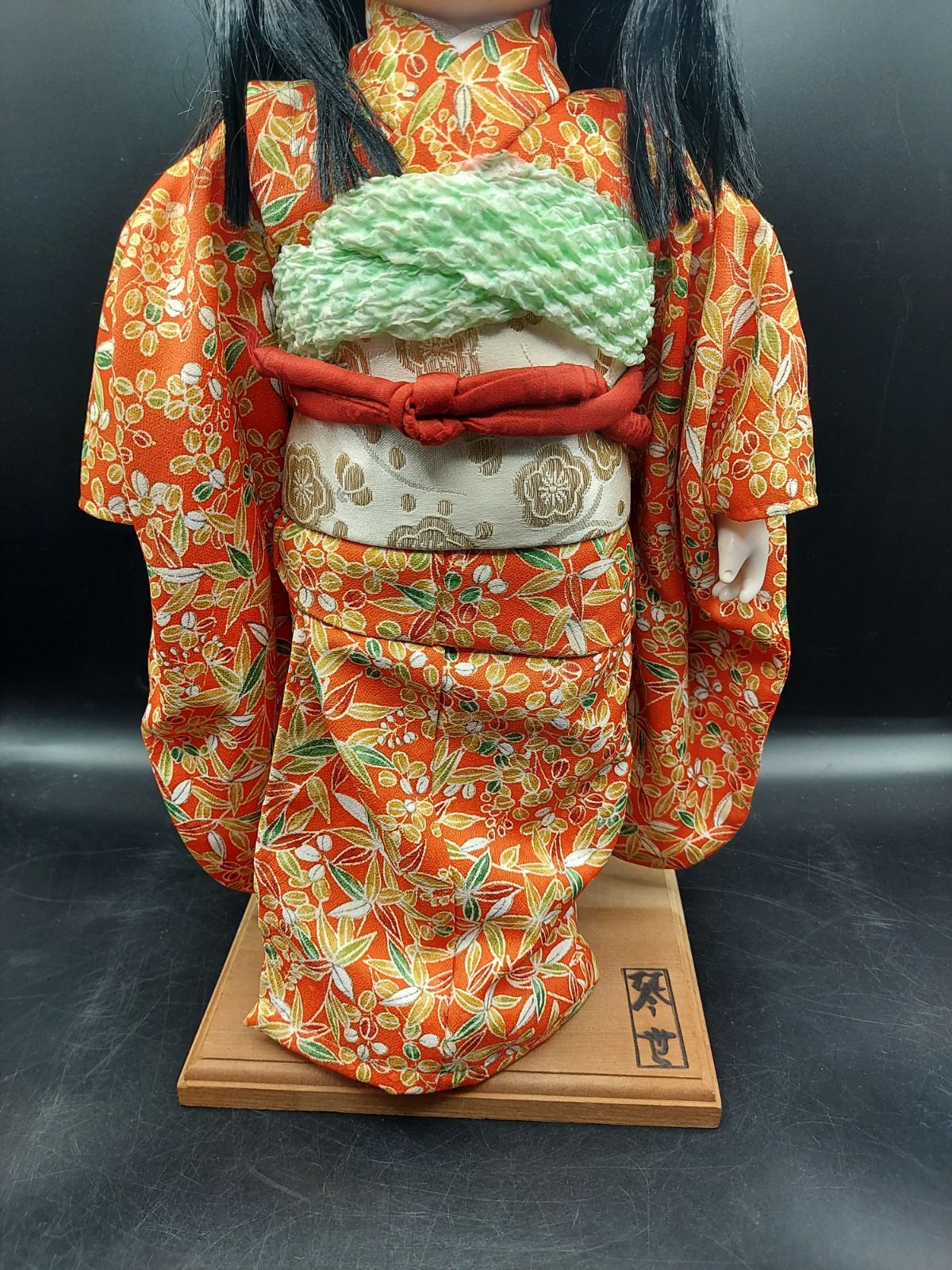 K》市松人形 琴世 40cm 日本 伝統 人形 日本人形 着物 台座付き 箱付き