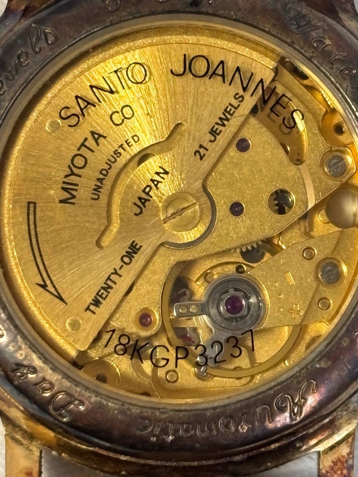 稼働 Santo joannes 自動巻き セントジョイナス 18GP 21JEWELS 裏 
