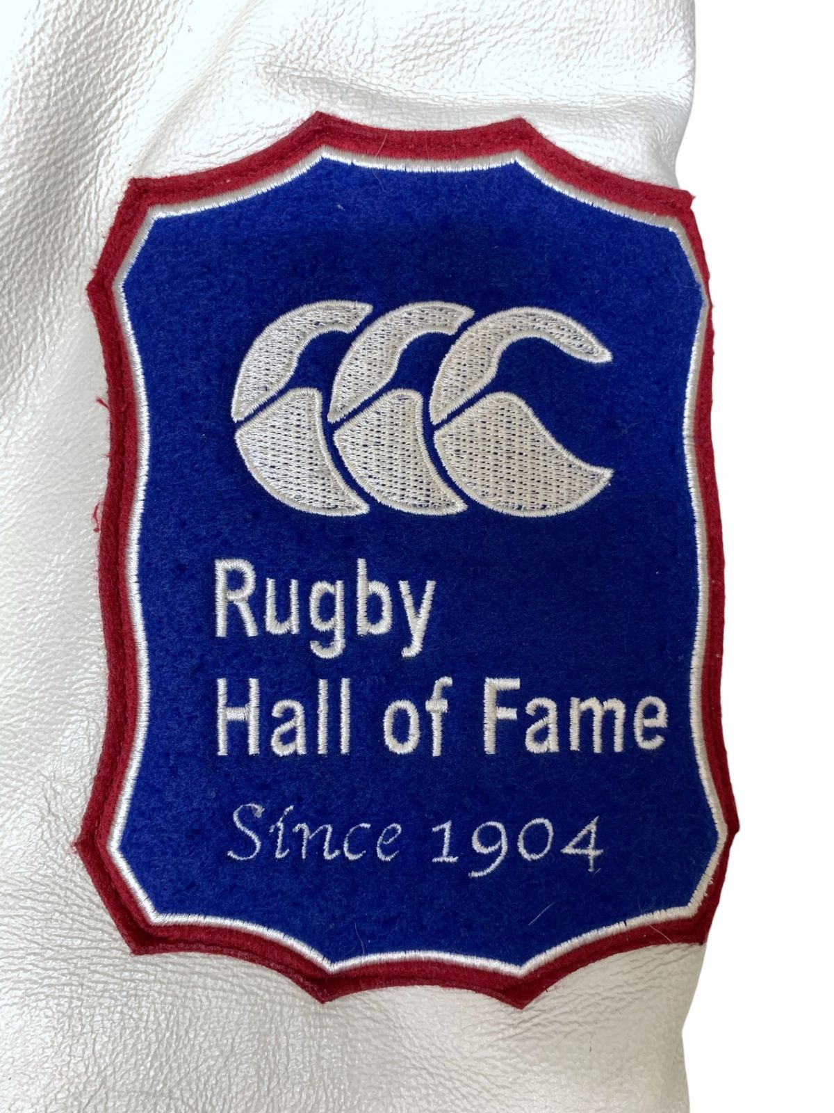 canterbury (カンタベリー) スタジャン 袖切り替え レザー ワッペン RA