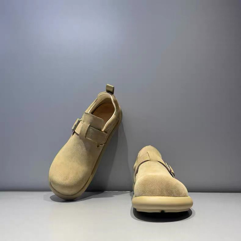 h 2025 メンズ バーケン風 ローファーシューズ 大頭デザイン 低帮 牛皮スエード カジュアル ビジネス兼用 ソフトラバー3 CM厚底