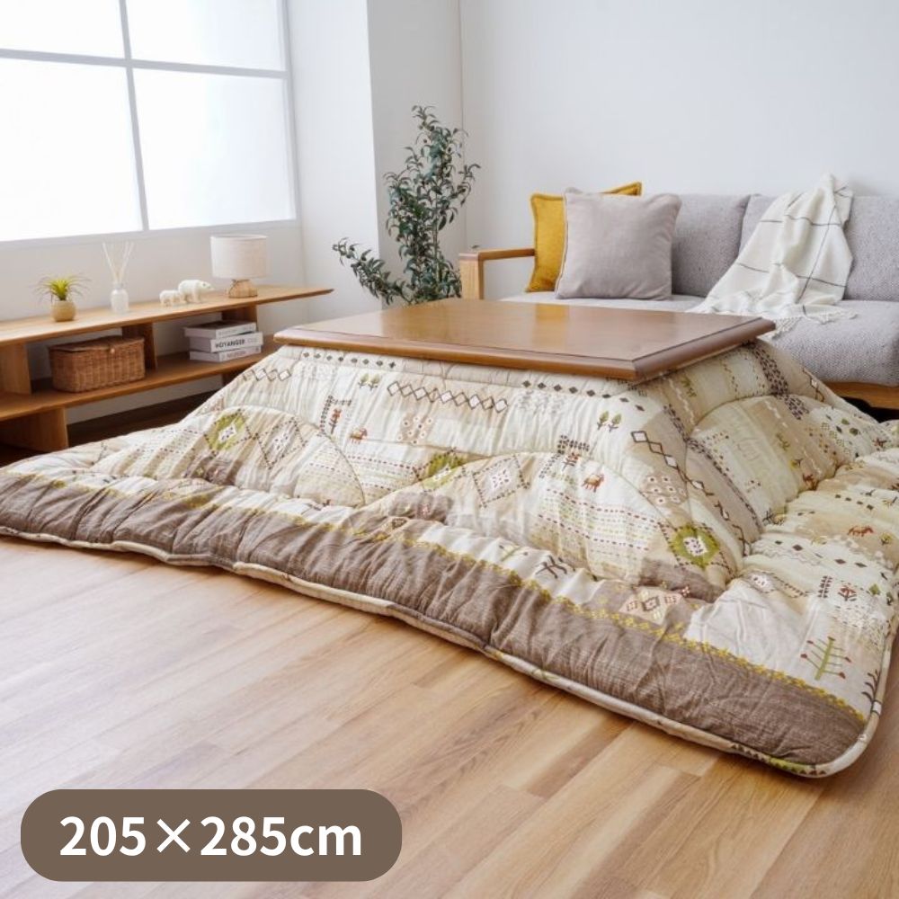 205 285 cm こたつ厚掛け 掛け布団 こたつ布団 アムル ギャベ調 綿 国産 4001