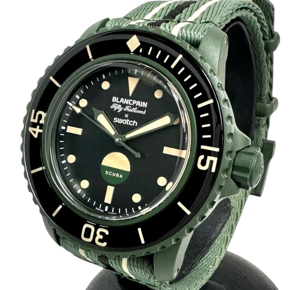 Swatch スウォッチ グリーンアビス ブランパンコラボ 腕時計 プラスチック ナイロン 自動巻き オートマ グリーン文字盤 メンズ GD
