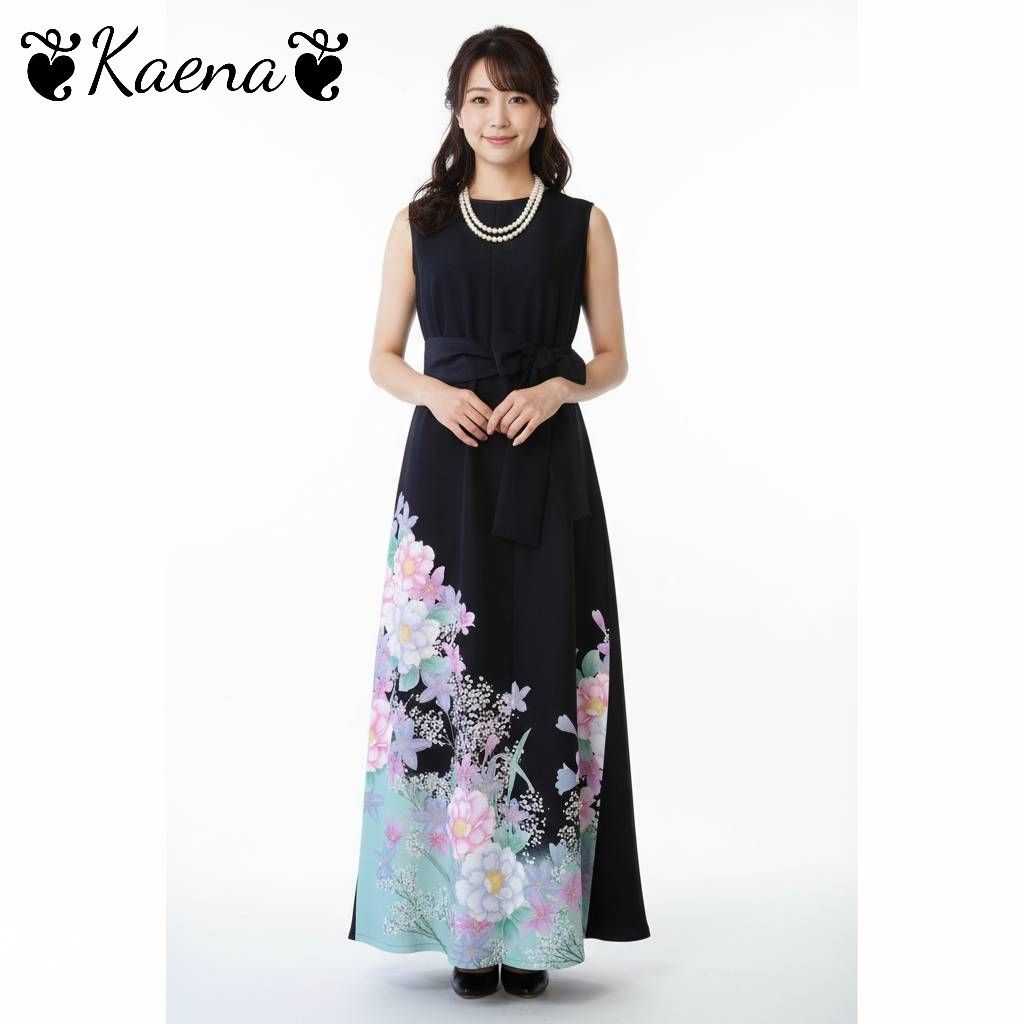 ❦Kaena❦ 着物リメイク ワンピース ロング ドレス Aライン フレア
