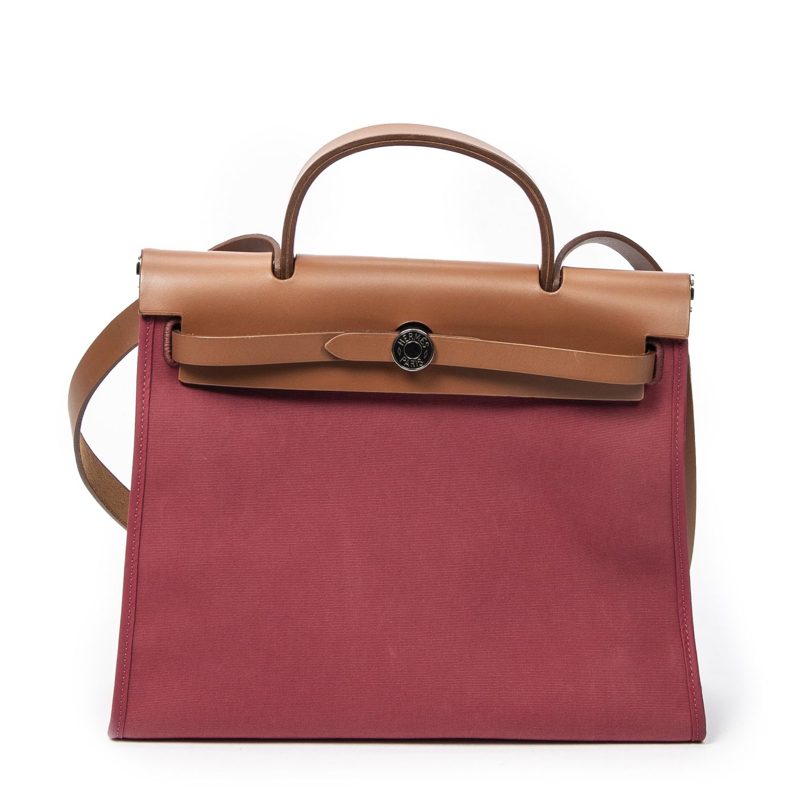 HERMES エルメスエールバッグ ジップフューシャ 茶色トワルオフィシェA