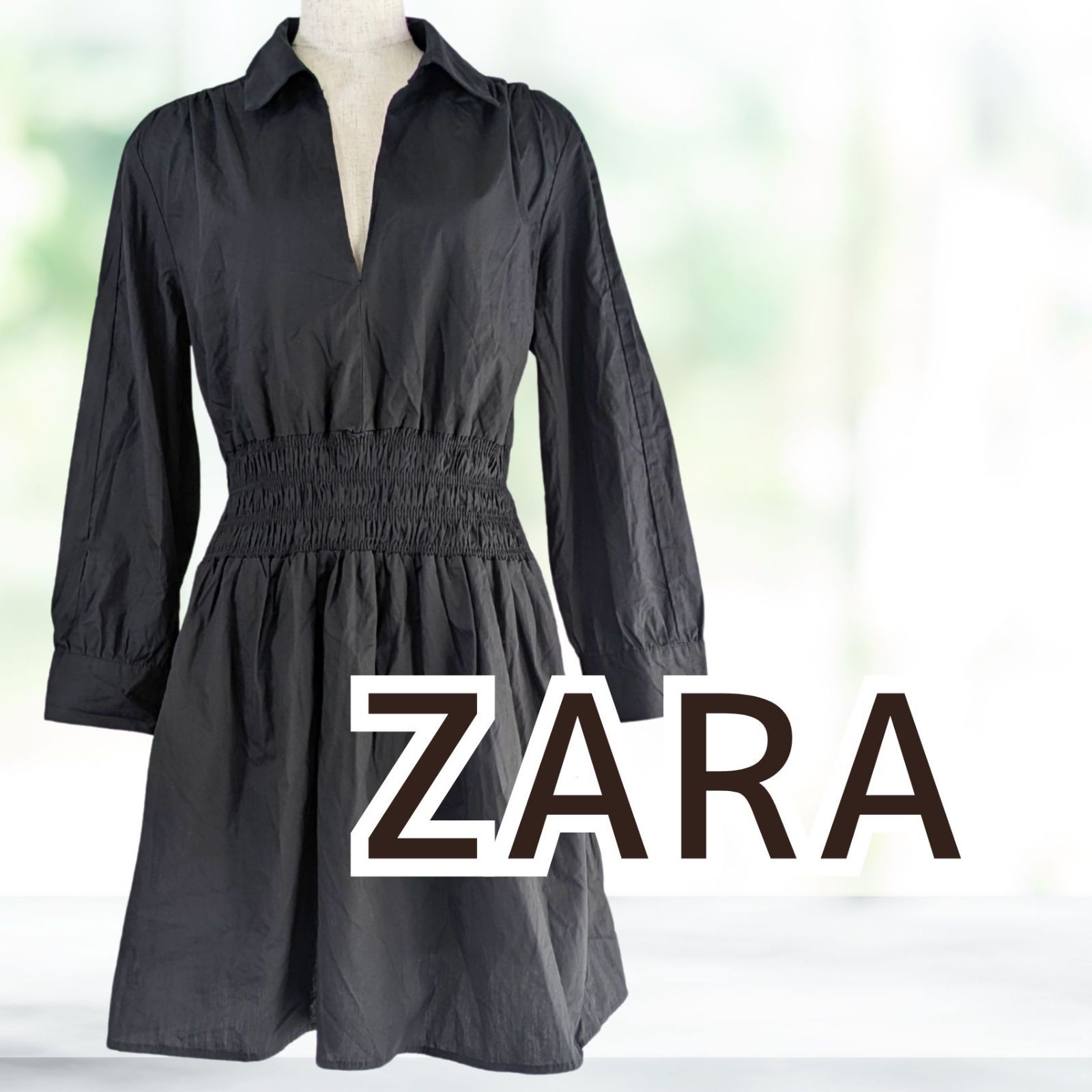 USED ZARA シャツワンピース ダークグレー Sサイズ 長袖 レディース 
