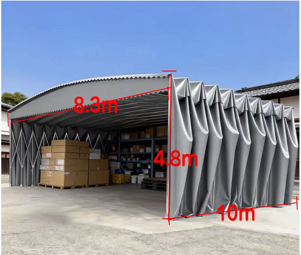 在庫あり間口8.3m 奥行10m 高さ4.8m 肉厚1.5MMテント倉庫グレー 四面