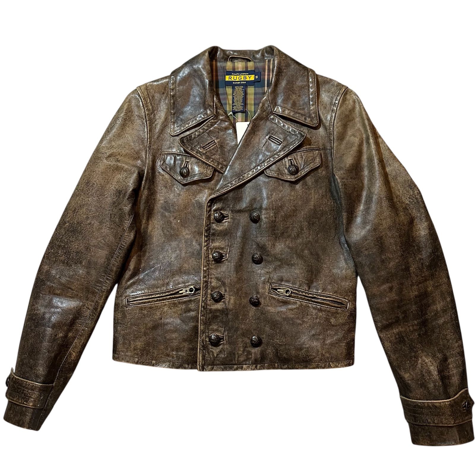 Ralph Lauren RUGBY ブラウンレザーのライダースジャケット 00s Ralph Lauren rugby leather jacket / 0p年代 ラルフローレン