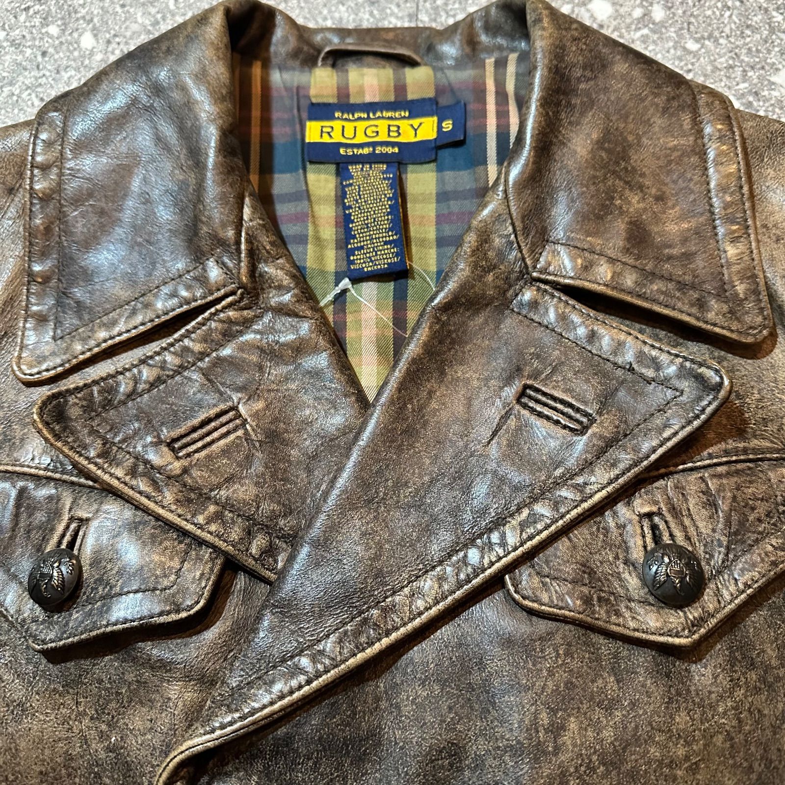 00s Ralph Lauren rugby leather jacket / 0p年代 ラルフローレン