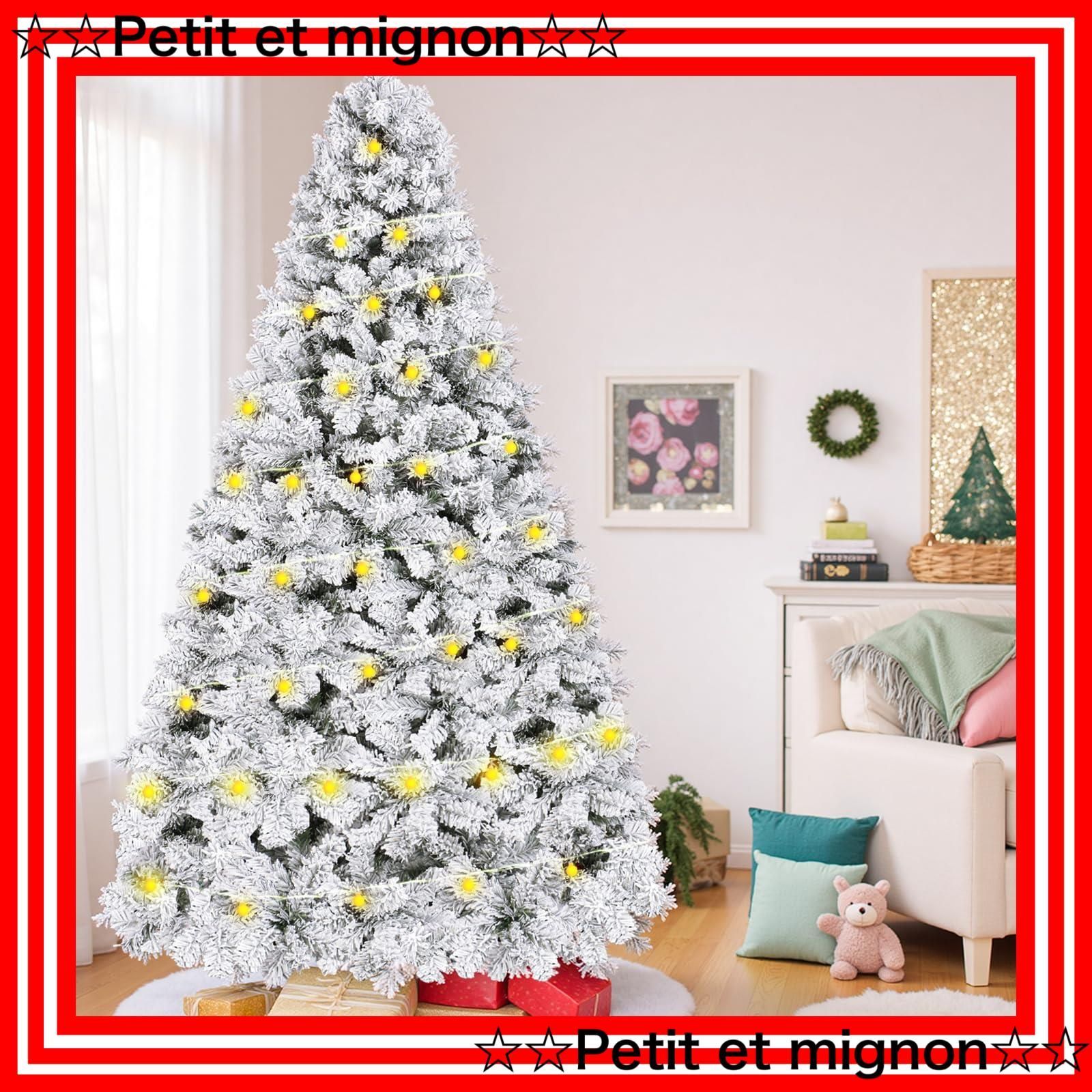  店舗装飾 組立簡単 モミの木 ライト付き 白 ツリー 1100本の枝 高濃密度 おしゃれ 210 tree christmas プレゼント ヌードツリー リアル 電飾付き 雪化粧 cm QUE 鏡餅 クリスマスツリー クリスマス