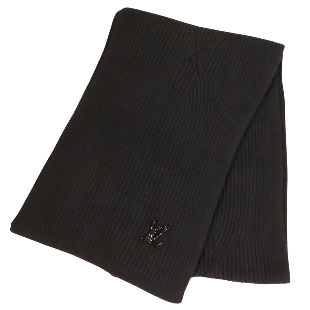 LOUIS VUITTON ルイ ヴィトン 品番 M 77968 エシャルプ LV アヘッド カシミヤ マフラー ブラック 52923