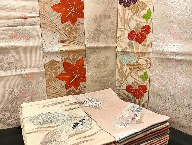 平和屋着物□夏物 袋帯 絽 紗 まとめて 50点 風景 菖蒲 花柄 竜田川