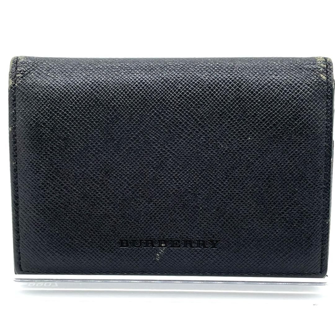 バーバリー 名刺入れ カードケース ブラック 型押しレザー調 PVC