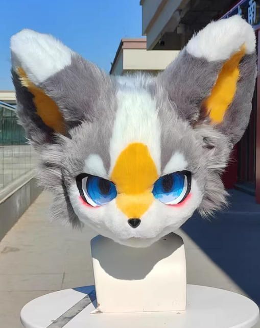 ファースーツ 着ぐるみセット NO.311 犬 灰色 グレー ケモノ 全頭ヘッド ぬいぐるみ コスプレ コスチューム 一点物