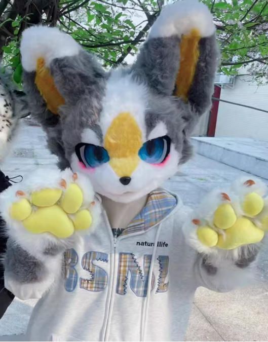  ファースーツ 着ぐるみセット NO 311 犬 灰色 グレー ケモノ 全頭ヘッド ぬいぐるみ コスプレ コスチューム その他 コスプレ衣装