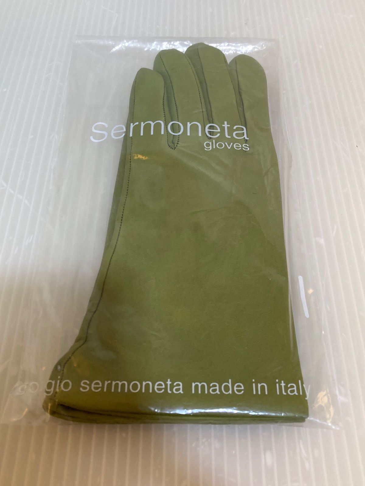 sermoneta gloves セルモネータ 本革カシミヤ手袋 グリーン /サイズ7