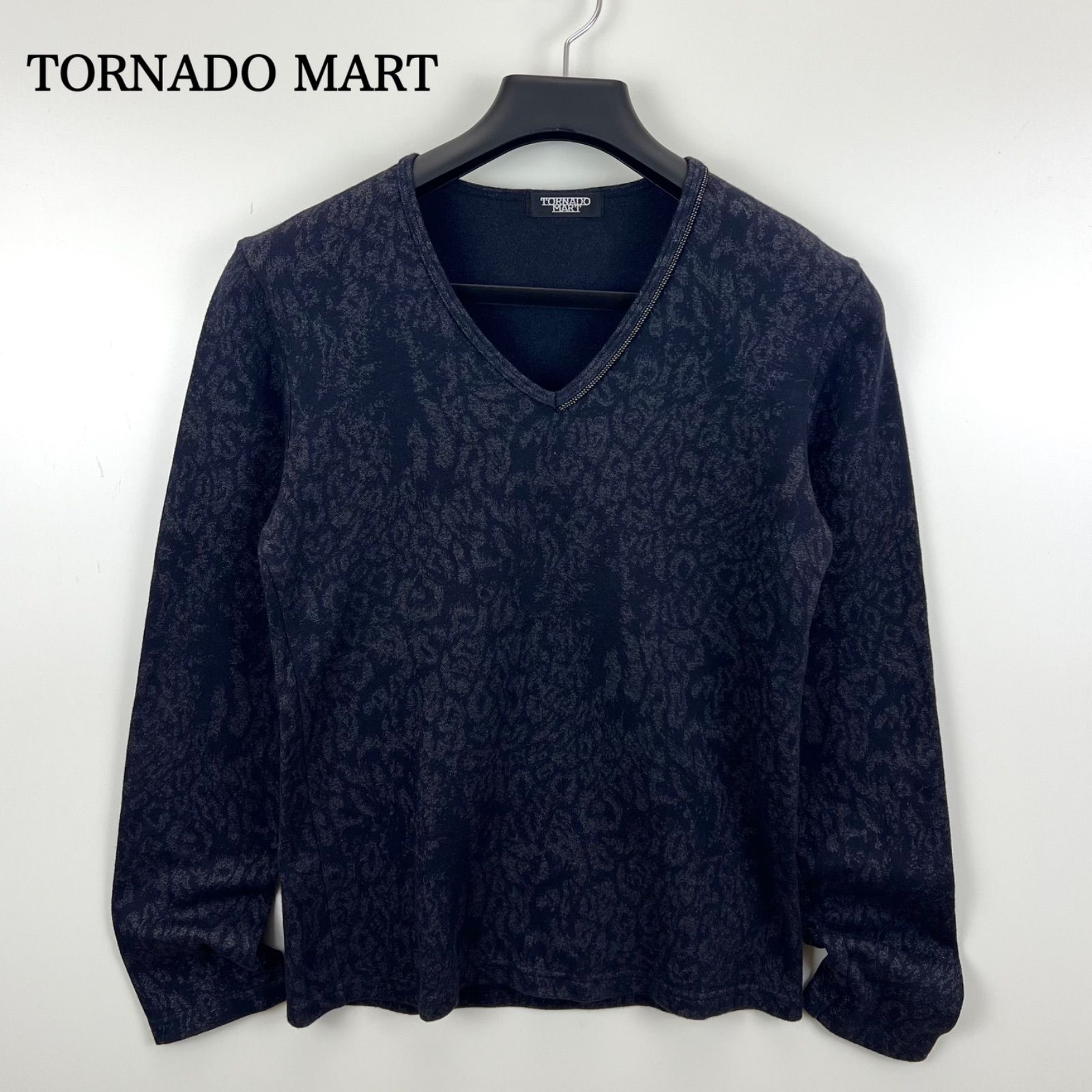 TORNADO MART 00s y2k archive lame leopard Vneck L/S Tee トルネード
