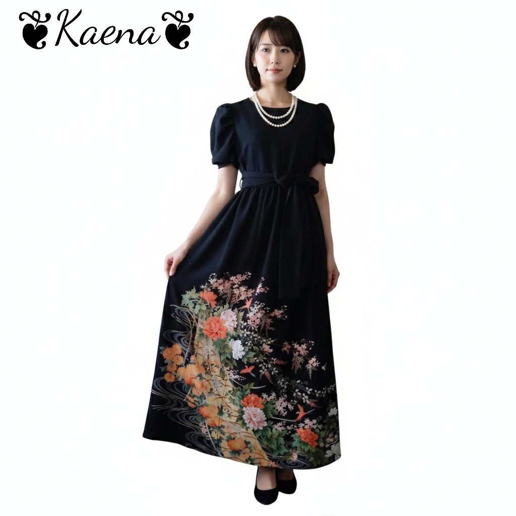 ❦Kaena❦ 着物リメイク ワンピース コンシャス ロング ギャザー