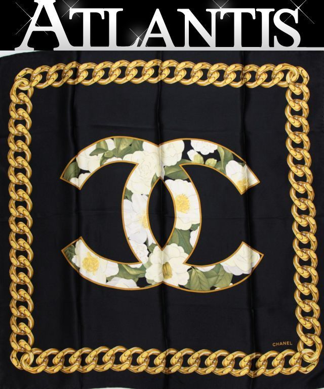 シャネル CHANEL ヴィンテージ 大判スカーフ ココマーク チェーン