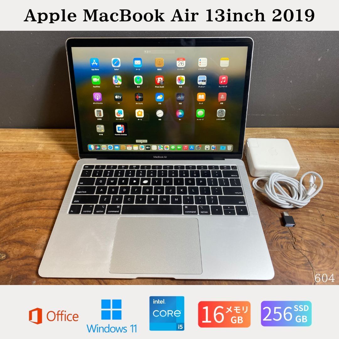 Apple MacBook Air 13 inch 2019 Core i 5 1.6 GHz メモリ16 GB Windows 11 Office 2025 604