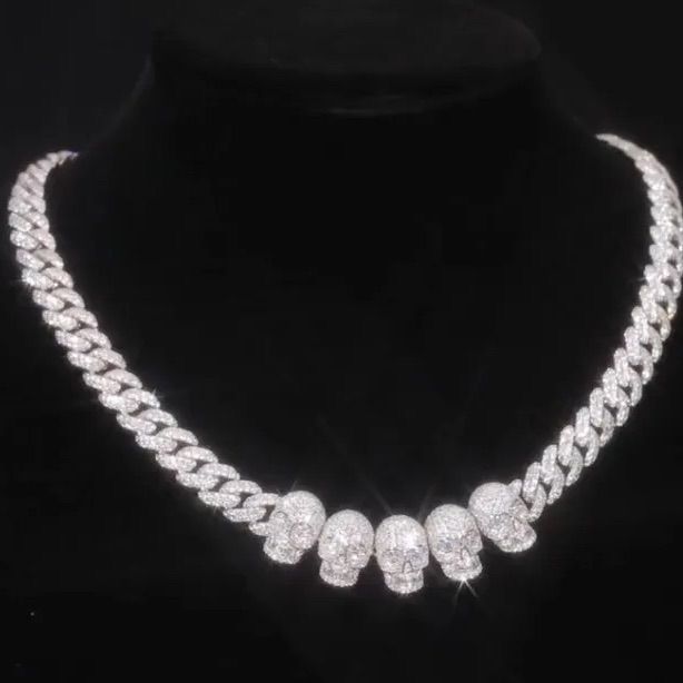 19mmマイアミチェーン silver925 モアサナイト 10K silver925 モアサナイト マイアミチェーン ネックレス アバランチ