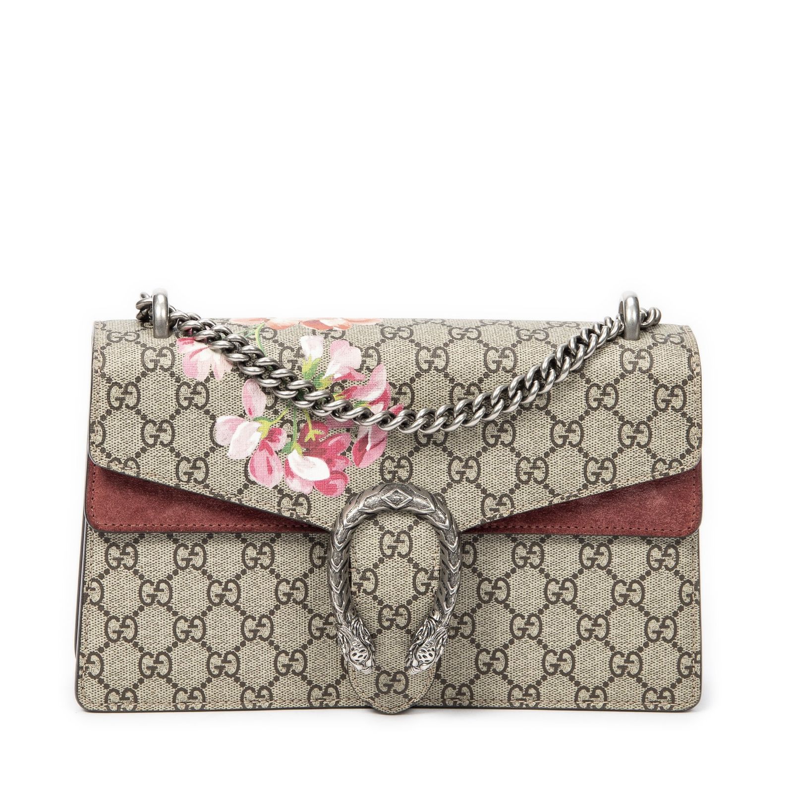 GUCCI グッチスモール ディオニュソス チェーン クロスボディピンク ベージュブルームズ スプリーム PVCキャンバスA