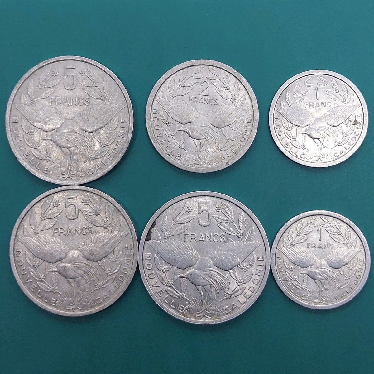 フランス海外領土ニューカレドニア 5フラン×3点(1952年) ・2フラン×1点