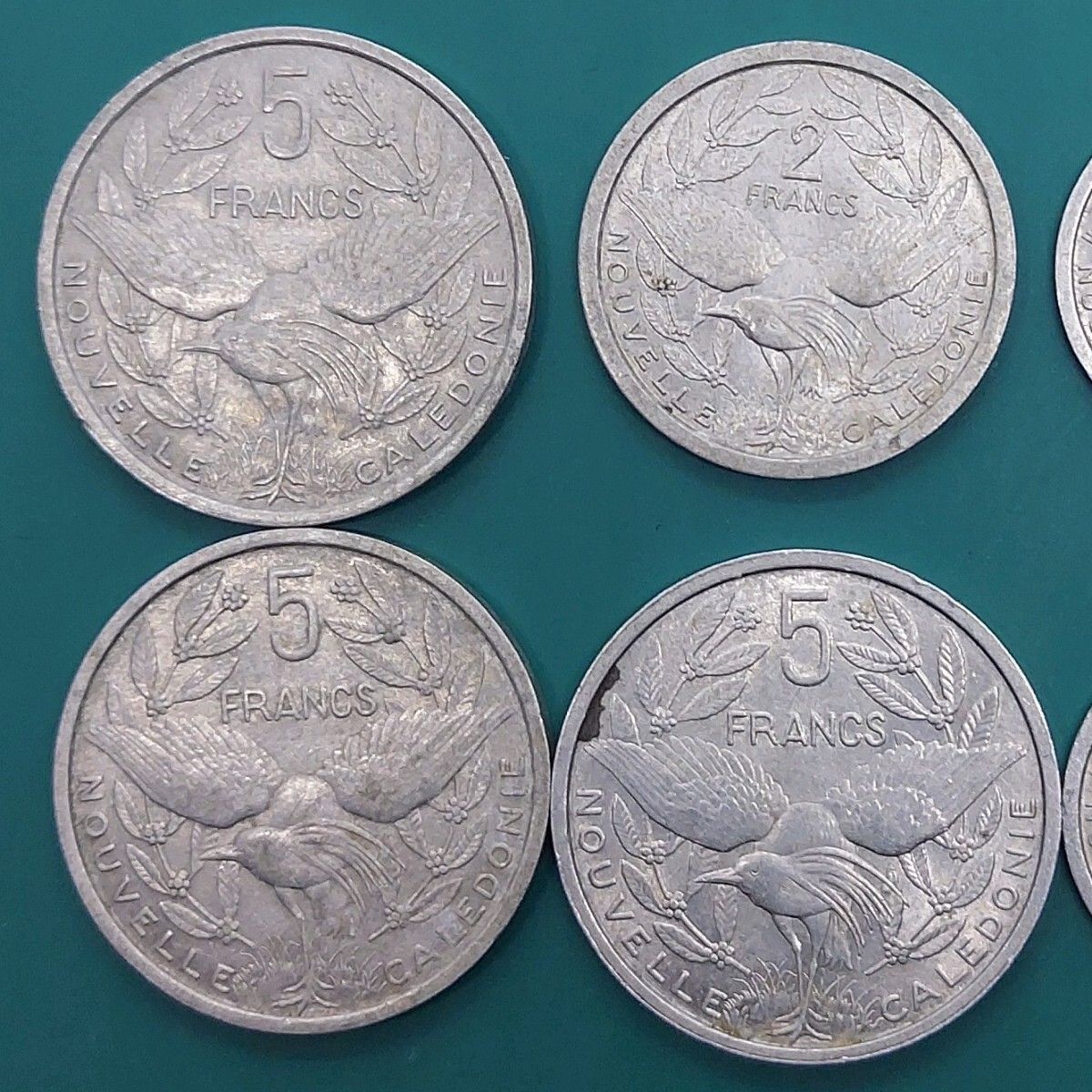 フランス海外領土ニューカレドニア 5フラン×3点(1952年) ・2フラン×1点