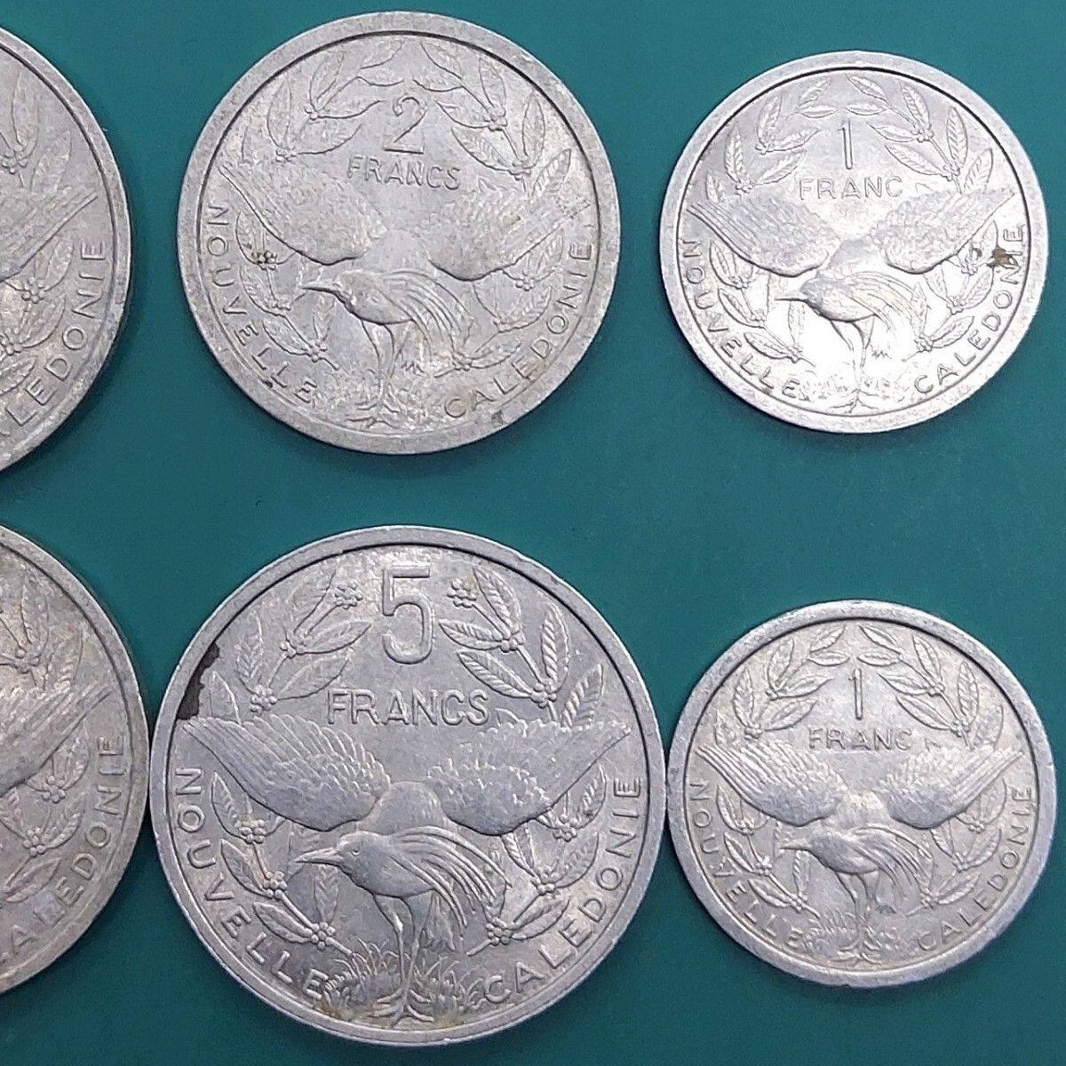 フランス海外領土ニューカレドニア 5フラン×3点(1952年) ・2フラン×1点