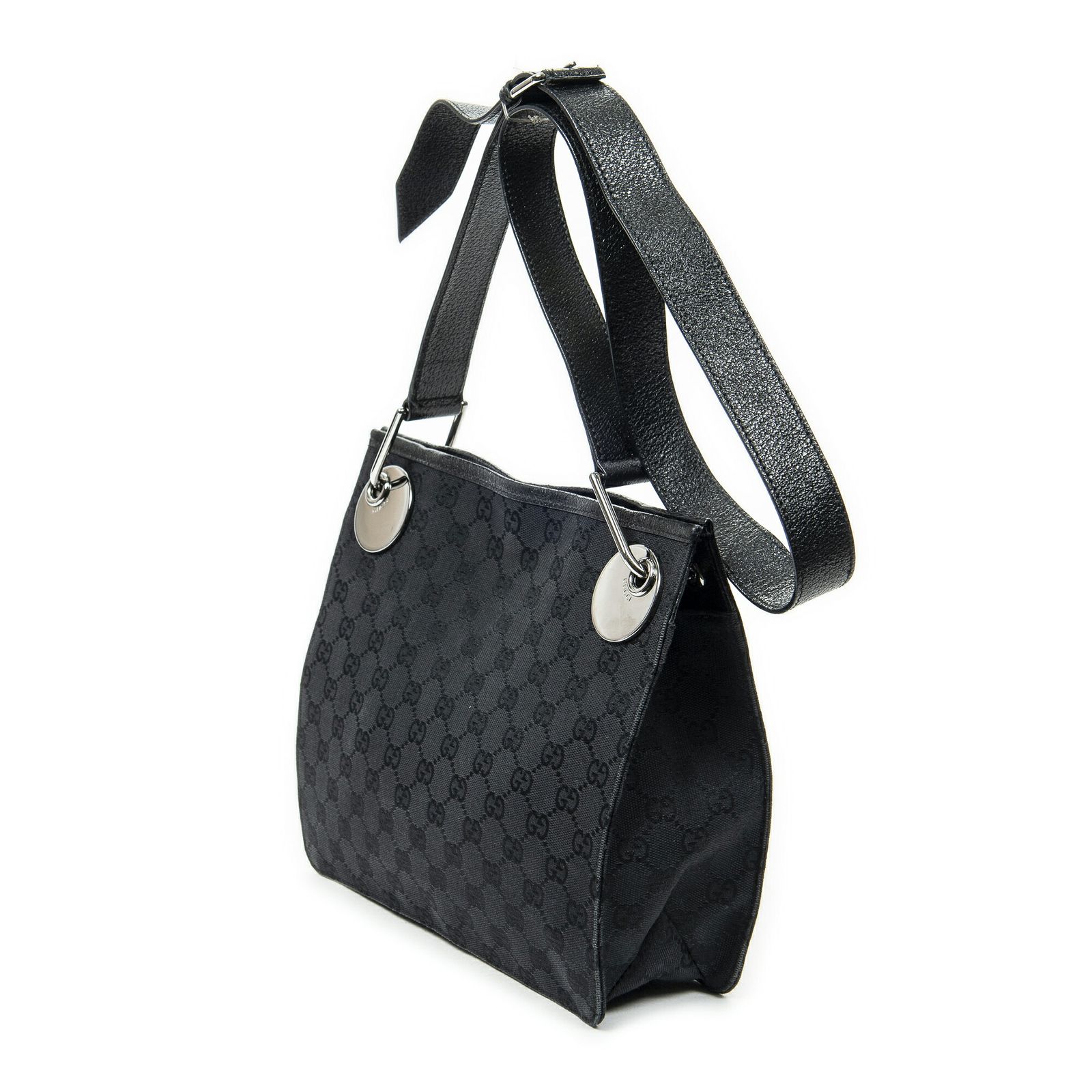 GUCCI グッチエクリプス クロスボディ ショルダーバッグ黒GGキャンバスA