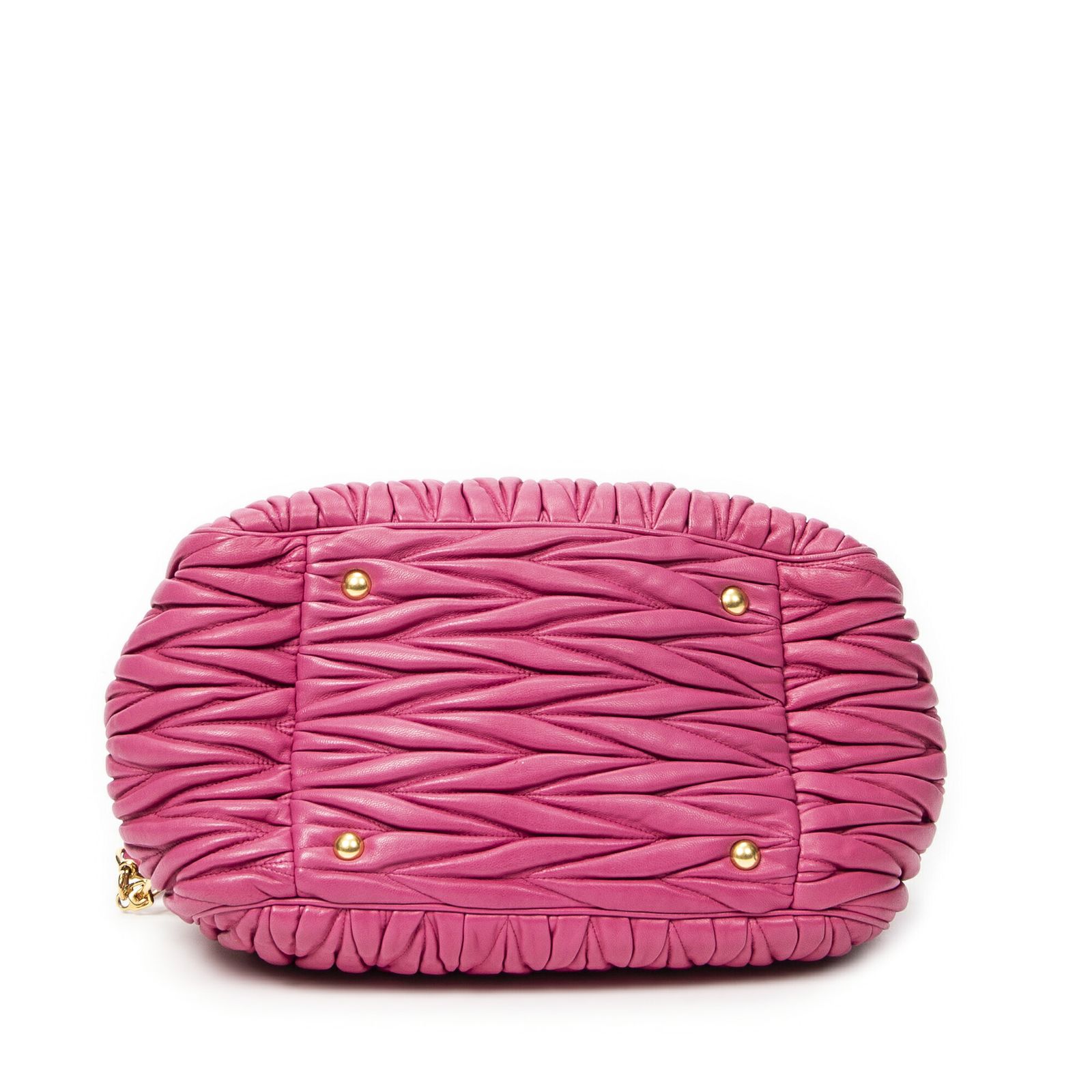 ミュウミュウバウレット トップハンドルピンクナッパマトラッセレザーA