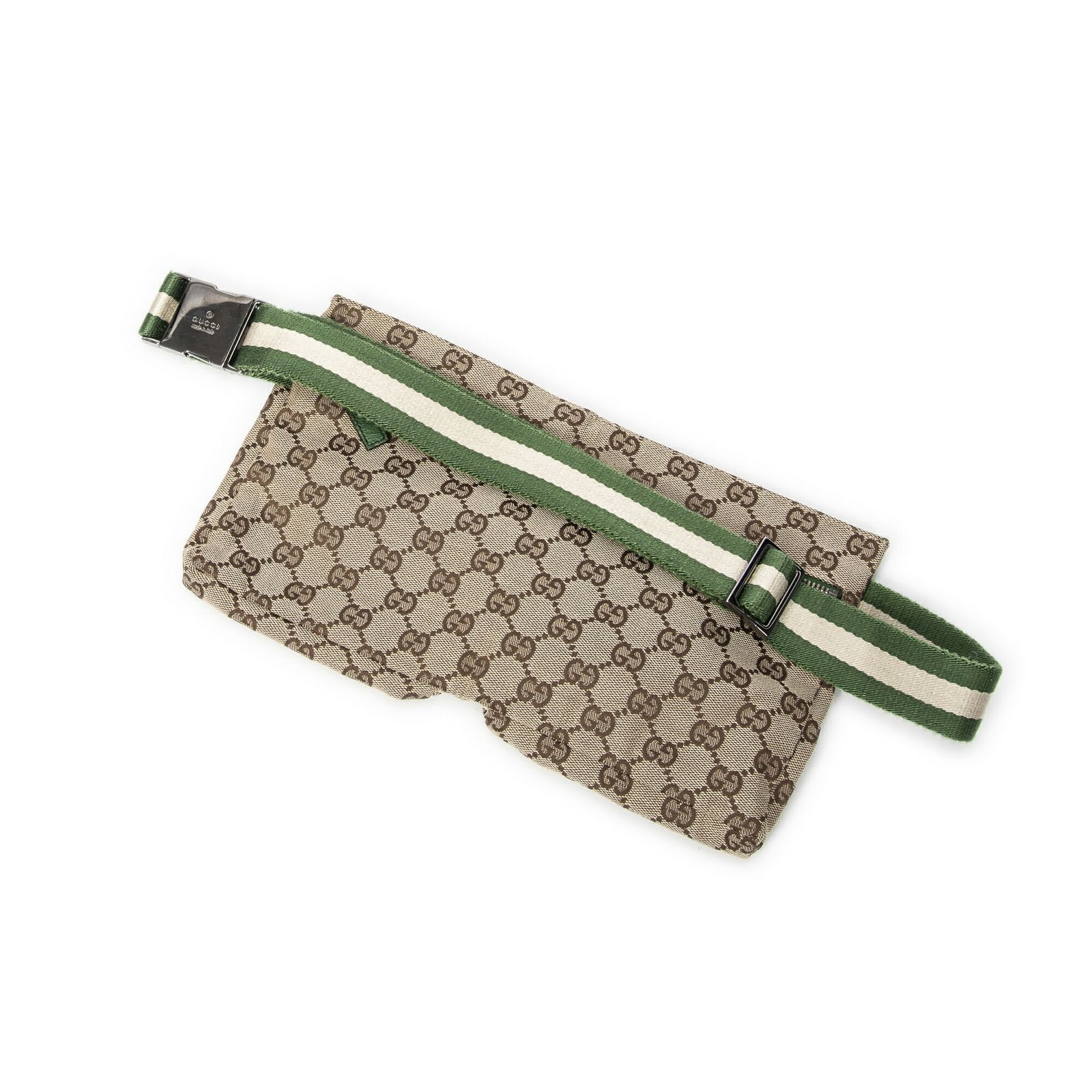 GUCCI グッチウエストポーチ緑 ベージュGGキャンバスA