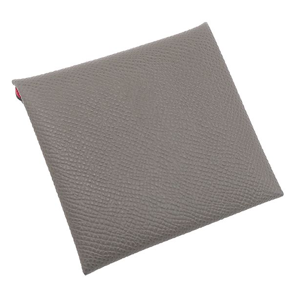 エルメス HERMES コインケース バスティア ヴェルソ ヴォーエプソン グリメイヤー ローズアザレ シルバー金具 PO品 グレー ピンク バイ W刻印 製 箱