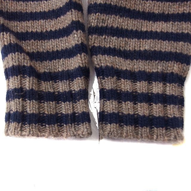 【中古】アンダーカバー UNDERCOVER 11AW ワンポイント刺繍 ボーダー ロング カーディガン カシミヤ混 1 ブラウン アンダーカバー UNDERCOVER 11AW ワンポイント刺繍 ボーダー ロング