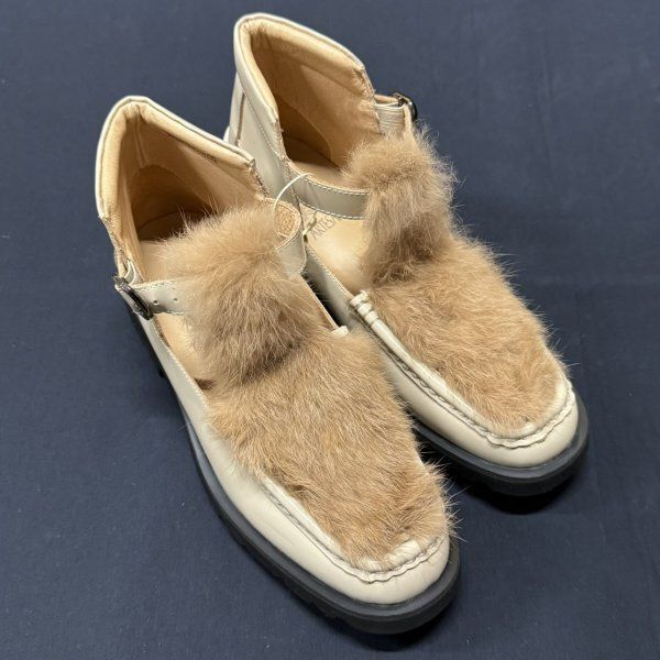 Tストラップ ファー レザーシューズ アルテサノス ローファー スペインブランド ヨーロッパ ベルト付き YL 2856