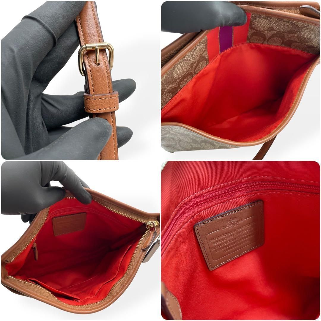 極美品 COACH コーチ シグネチャー ショルダーバッグ PVC レザー