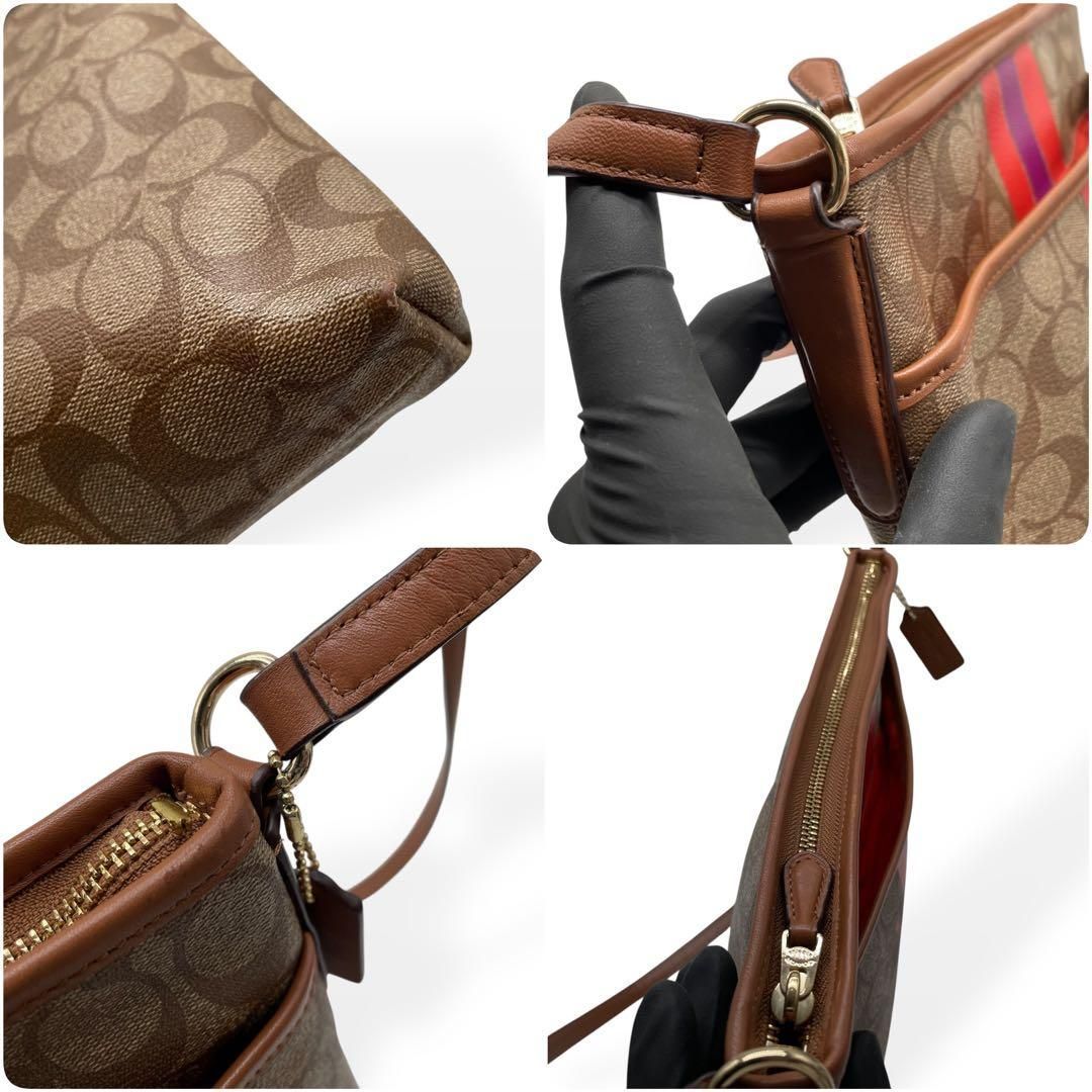 【極美品】　COACHコーチ　ショルダーバッグ　　PVC　シボ革　シグネチャー 極美品 COACH コーチ シグネチャー ショルダーバッグ PVC レザー