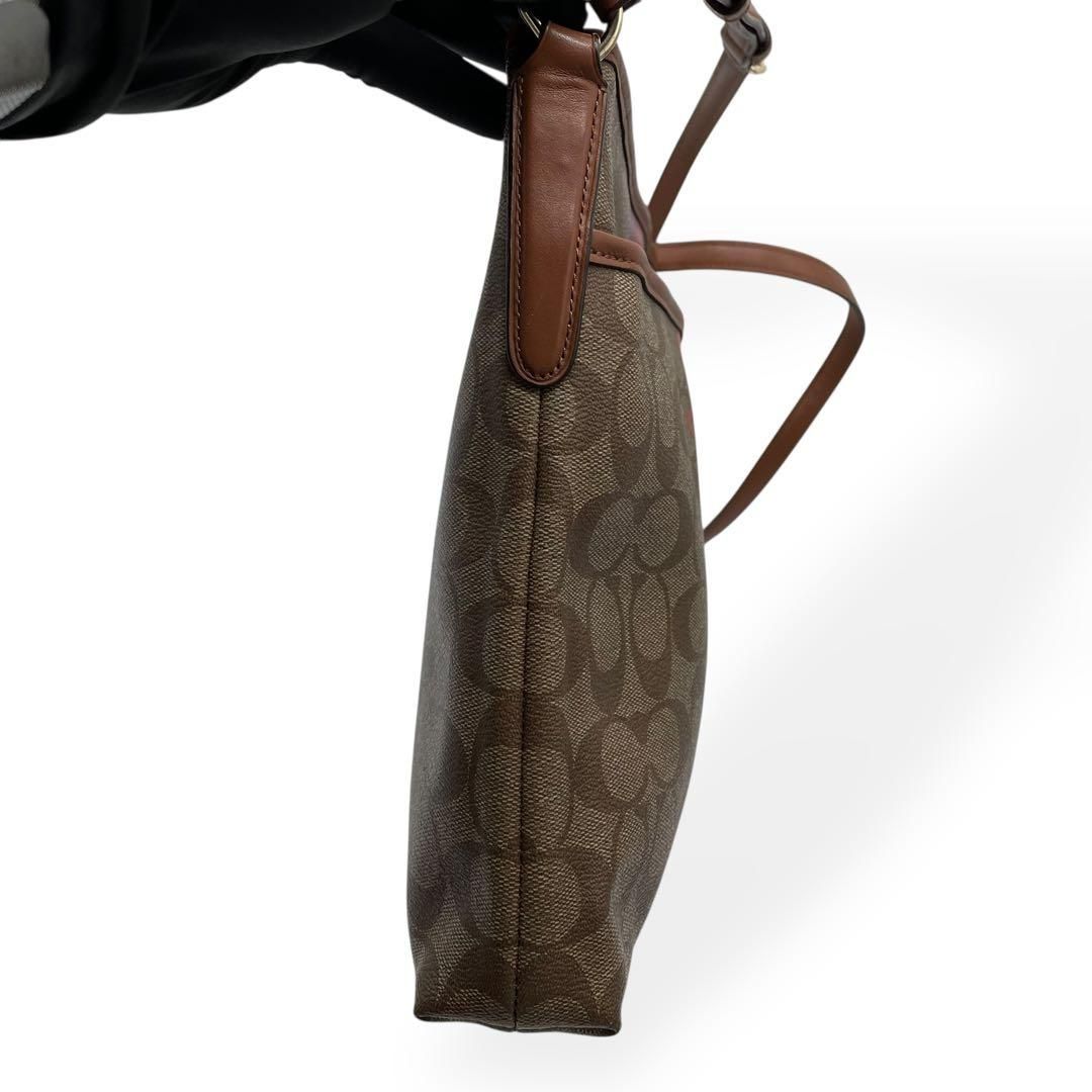 極美品 COACH コーチ シグネチャー ショルダーバッグ PVC レザー