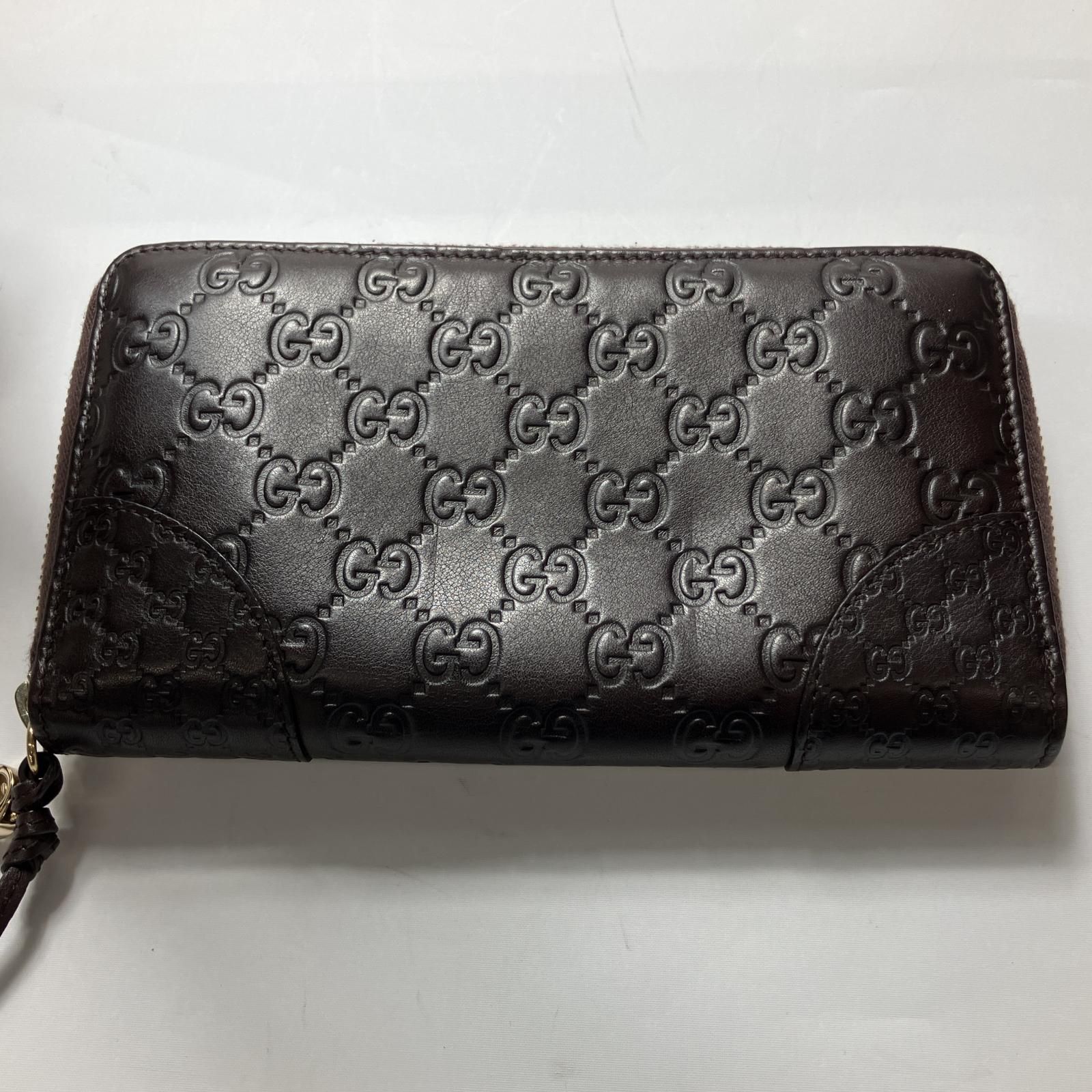 GUCCI グッチ グッチシマ ラウンドファスナー長財布 レザー 323397 ブラウン セレモニー 長財布 