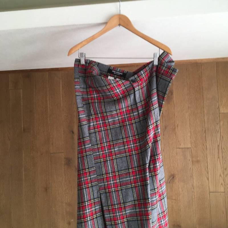 AD 2017 ジュンヤワタナベ JUNYA 変形 ウール チェック スカートS JT-P 020