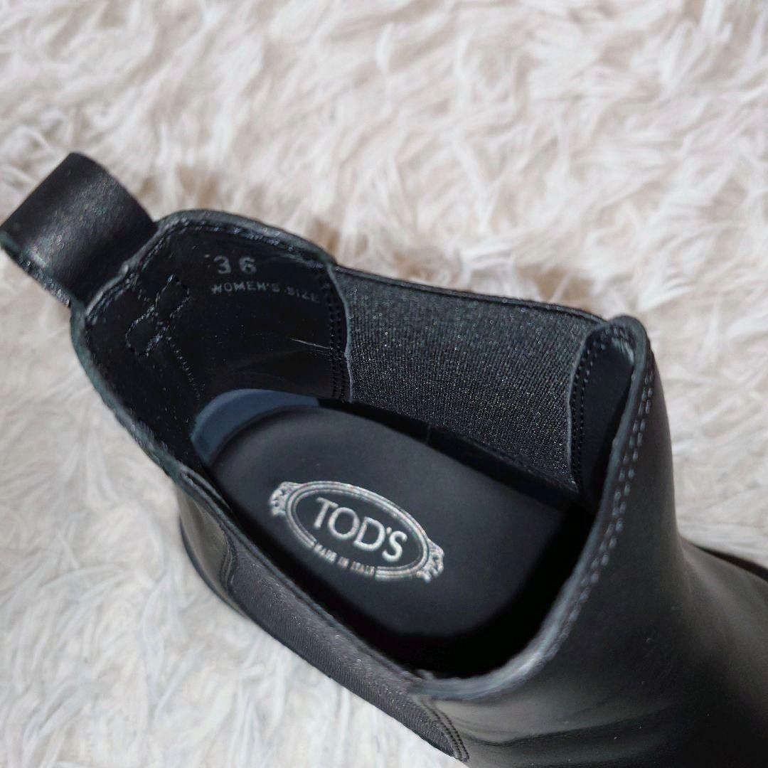 極美品 TOD'S トッズ サイドゴア ブーツ レザー ロゴ 箱付き ブラック