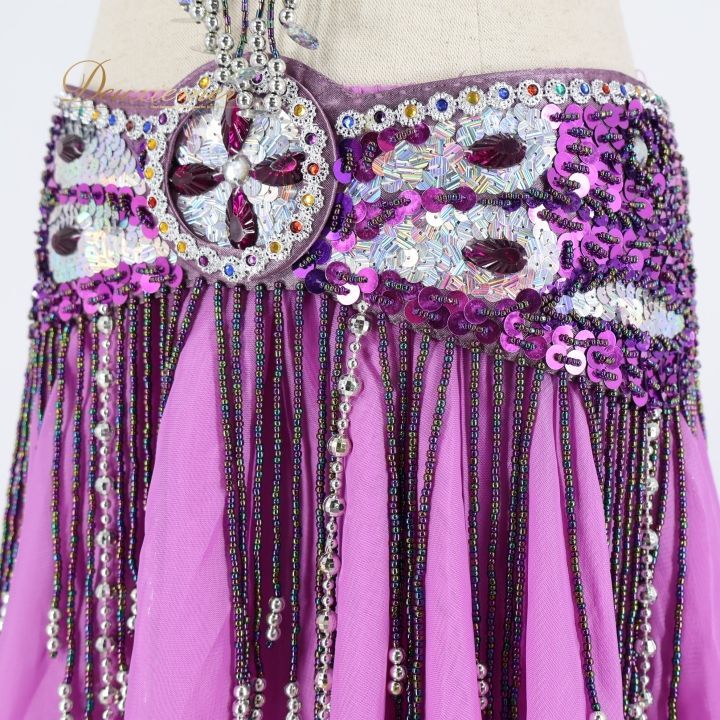 【新品】キラキラ！パープルとフリルの上品なベリーダンス衣装★ 新品】キラキラ！パープルとフリルの上品なベリーダンス衣装☆ 新品