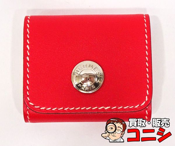 質コニシ HERMES|エルメス ポストイット ケース 付箋 カバー レザー 赤系 レッド シルバー金具 き み m 0179