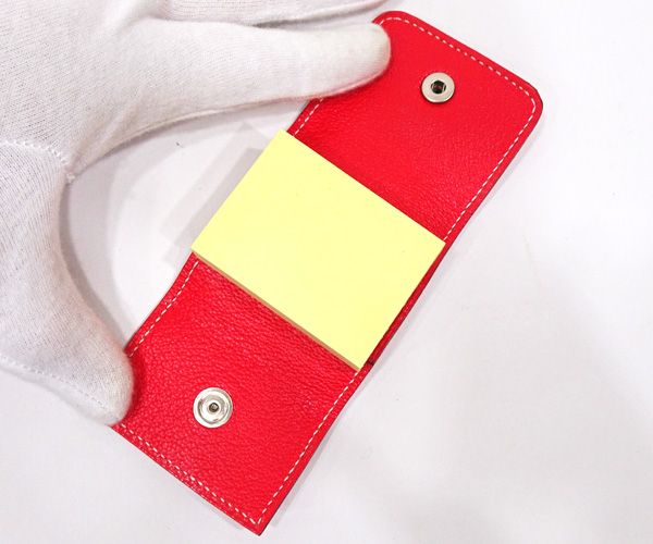  質コニシ HERMES|エルメス ポストイット ケース 付箋 カバー レザー 赤系 レッド シルバー金具 き み m 0179 付箋 ノート メモ帳
