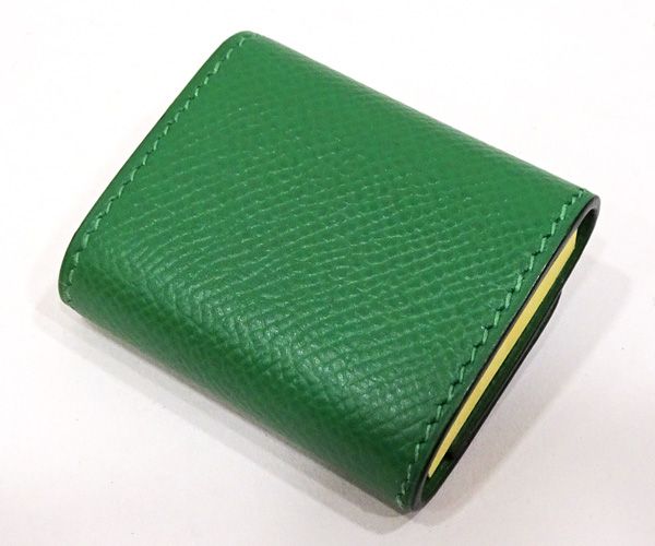  質コニシ HERMES エルメス ポストイット ケース 付箋 カバー レザー 緑 グリーン ゴールド金具 き み m 0178 付箋 ノート メモ帳